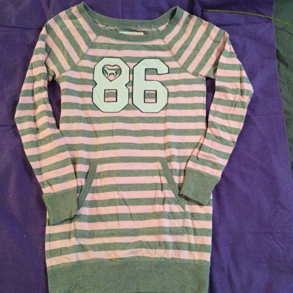 LAST CHANCE VS PINK striped sweatshirt tunic XS